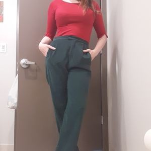 Emerald Green Velvor Dress Pants